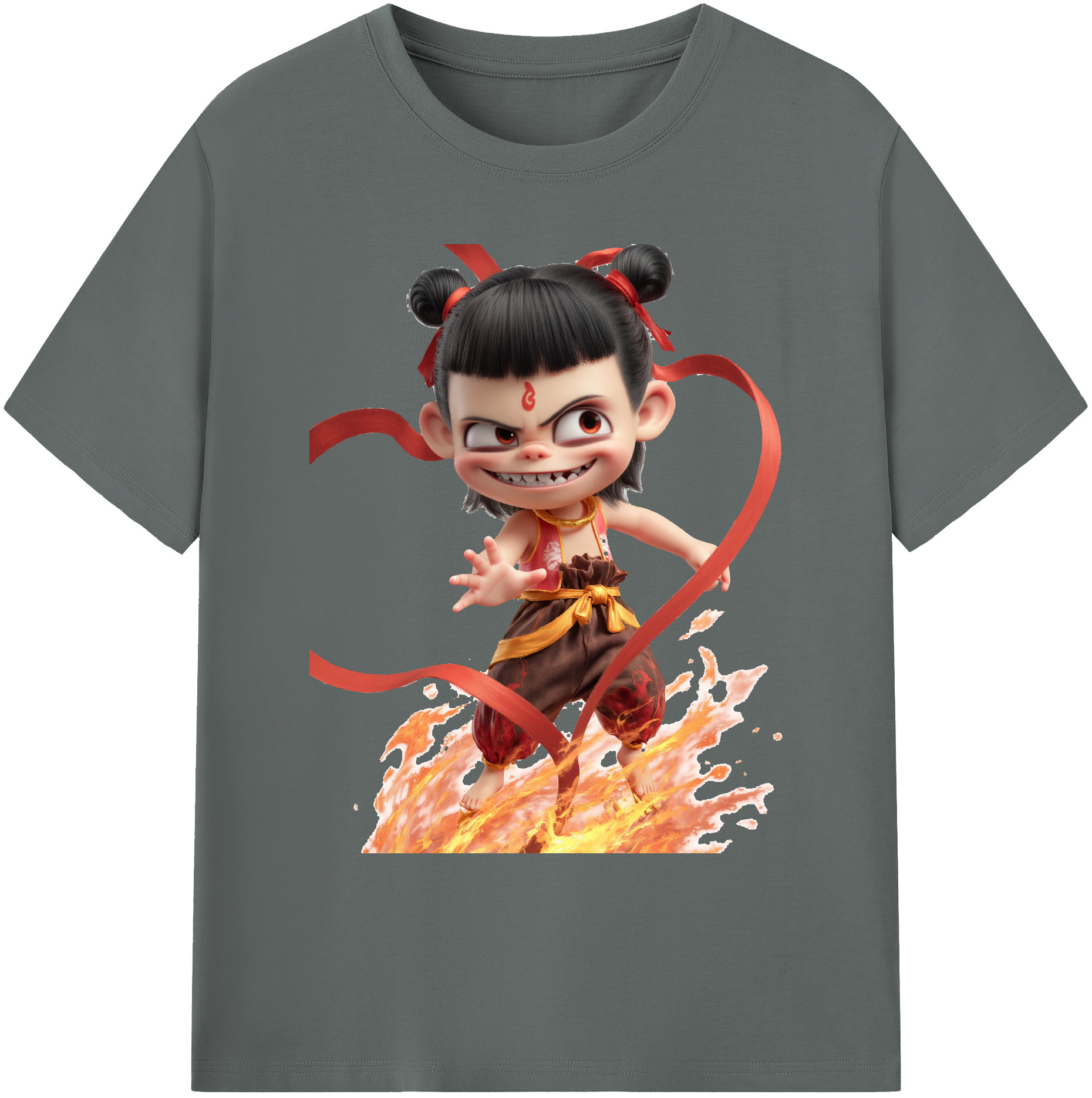 （画像用） Ne Zha 2 ナタ 魔童の大暴れ 綿100％ メンズ半袖Tシャツ｜肌触りやわらか＆通気性